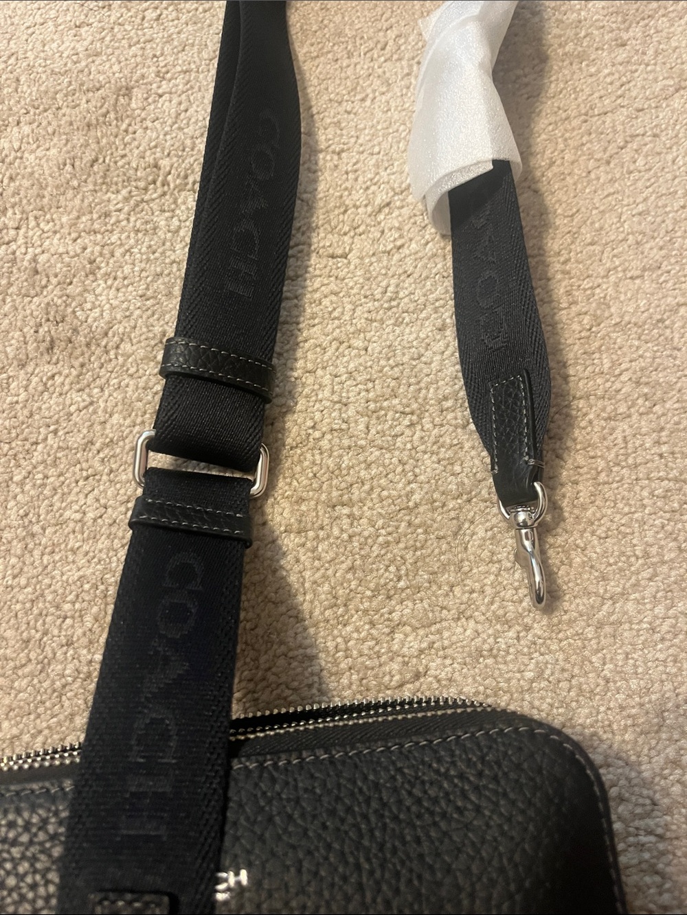 COACH Clinton Crossbody NWT Black Pebbled Leather Belt Bag with Silver Hardware - Picture 10 of 10